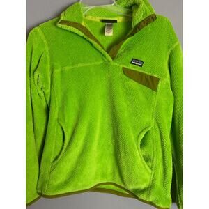 Patagonia Women’s Synchilla Snap‑T Fleece Pullover Lime Green Olive Trim Size M